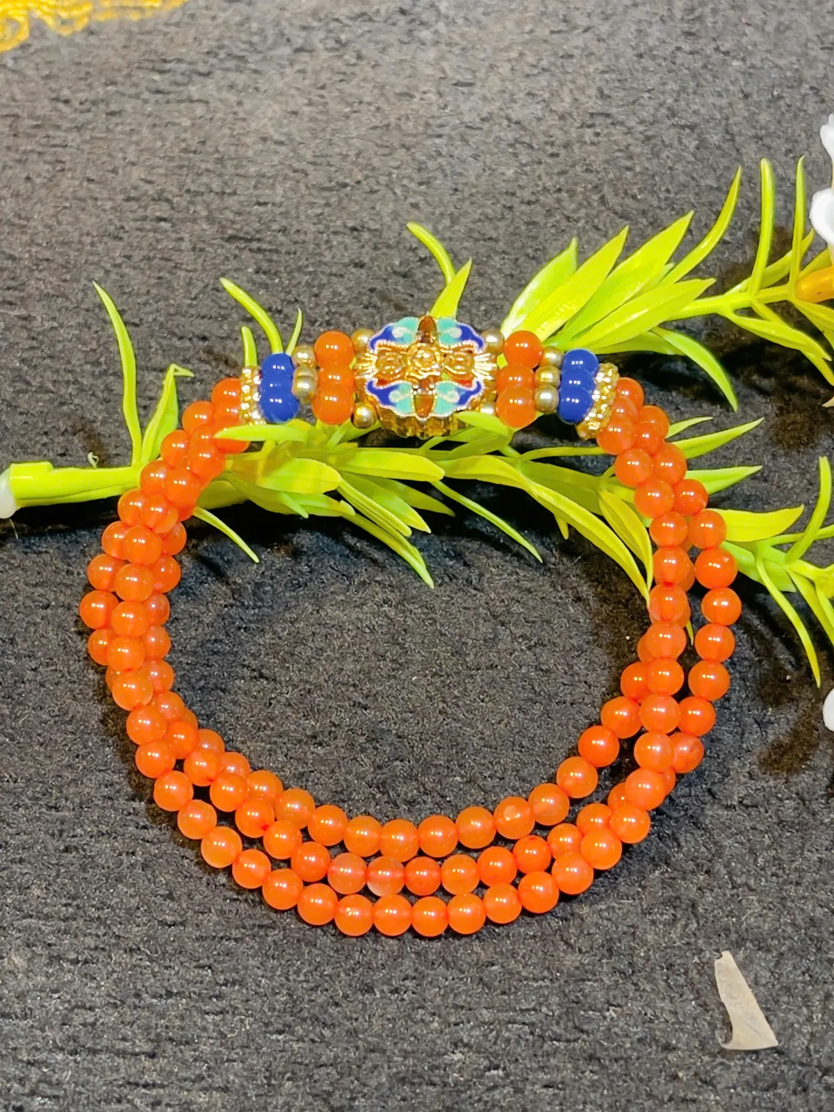 Chuỗi đá lam hồng hợp kim hoa sen xanh S6280